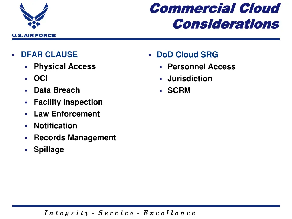 commercial cloud commercial cloud considerations