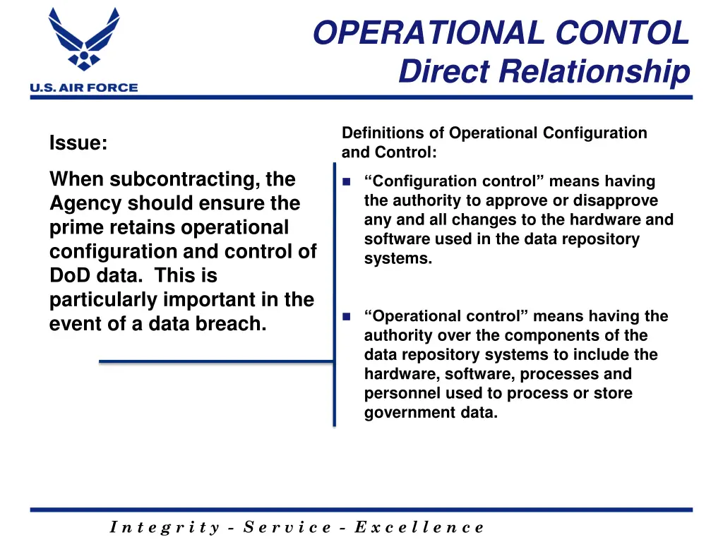 operational contol direct relationship