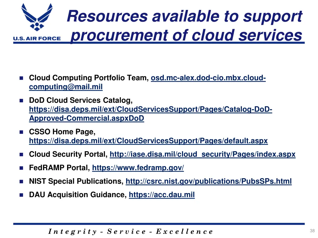 resources available to support procurement