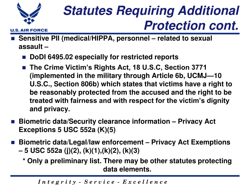 statutes requiring additional protection cont