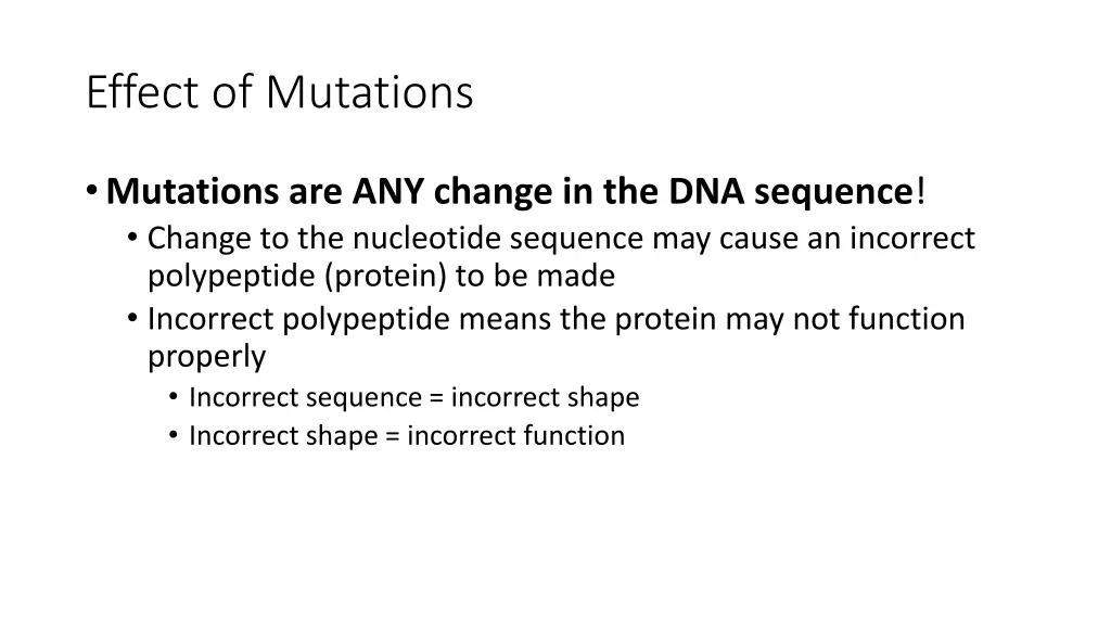 effect of mutations