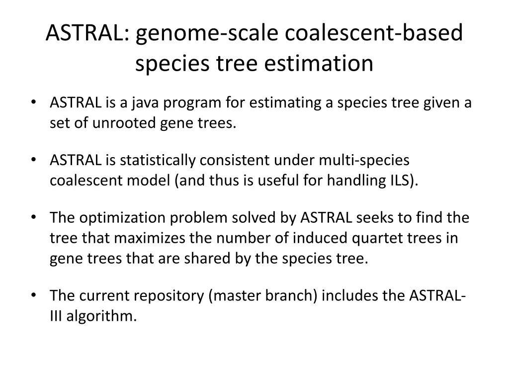 astral genome scale coalescent based species tree