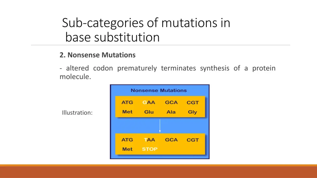 sub categories of mutations in base substitution 1