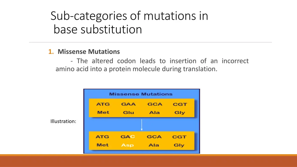 sub categories of mutations in base substitution