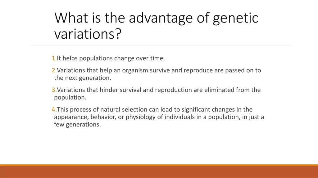 what is the advantage of genetic variations