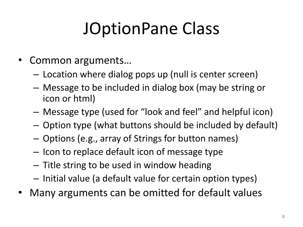 joptionpane class 1