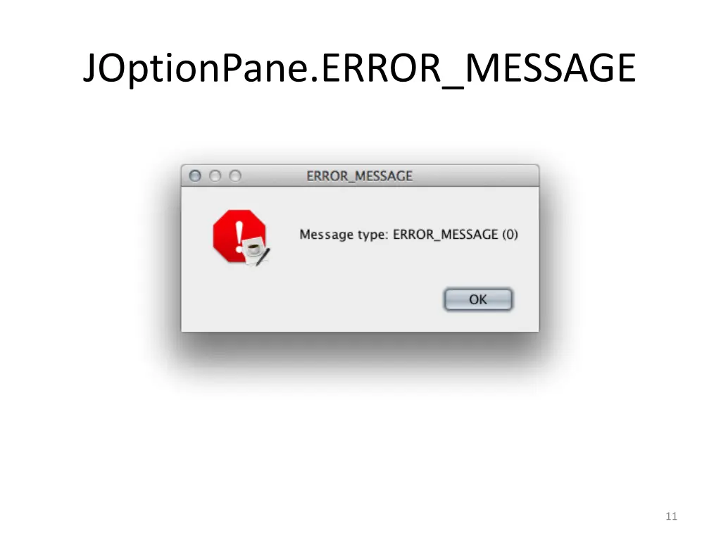 joptionpane error message