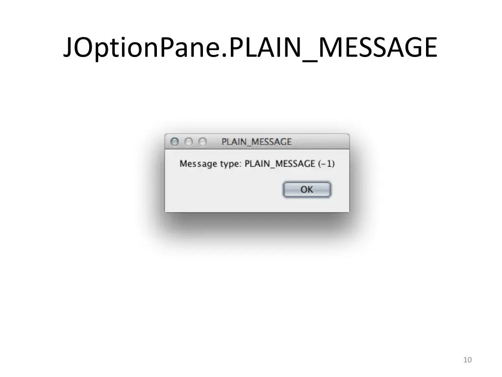 joptionpane plain message