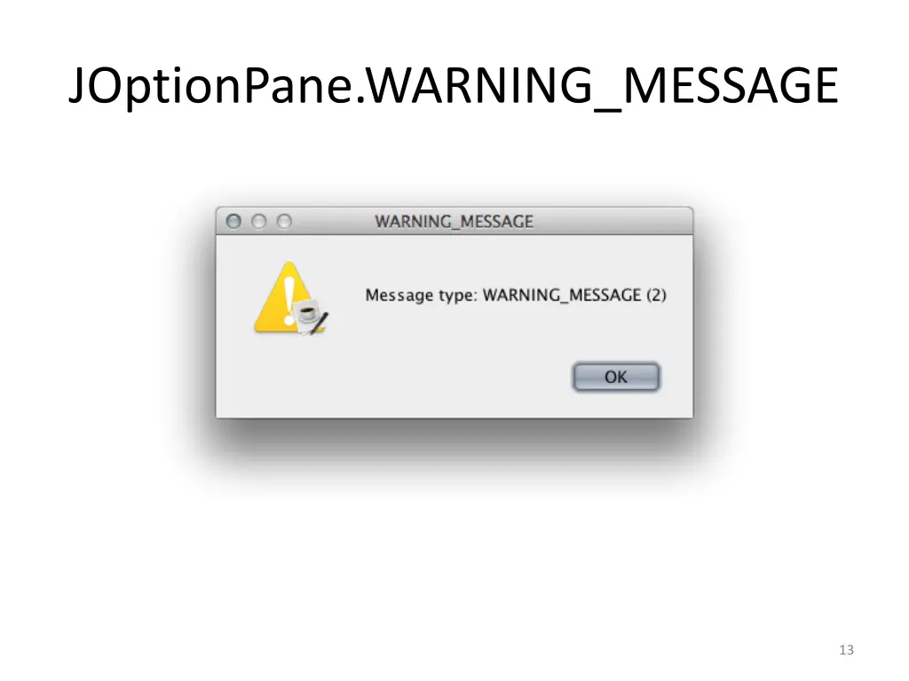 joptionpane warning message