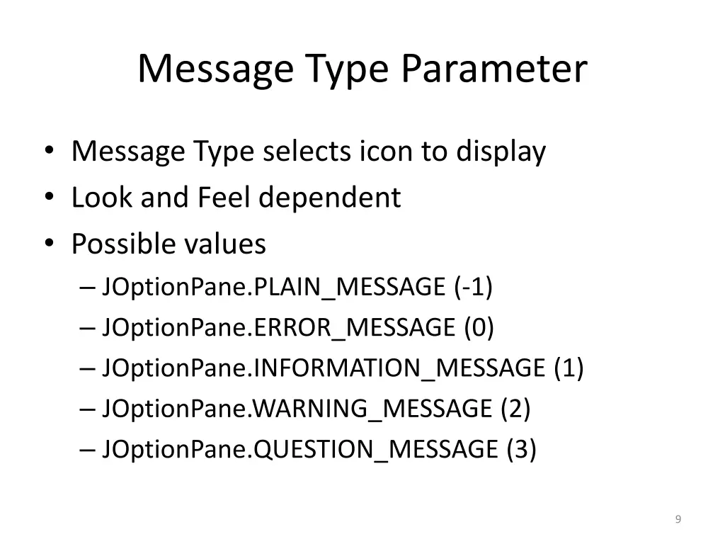 message type parameter