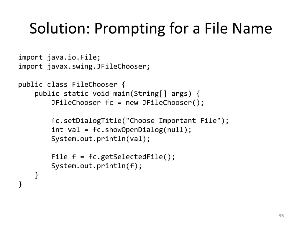 solution prompting for a file name