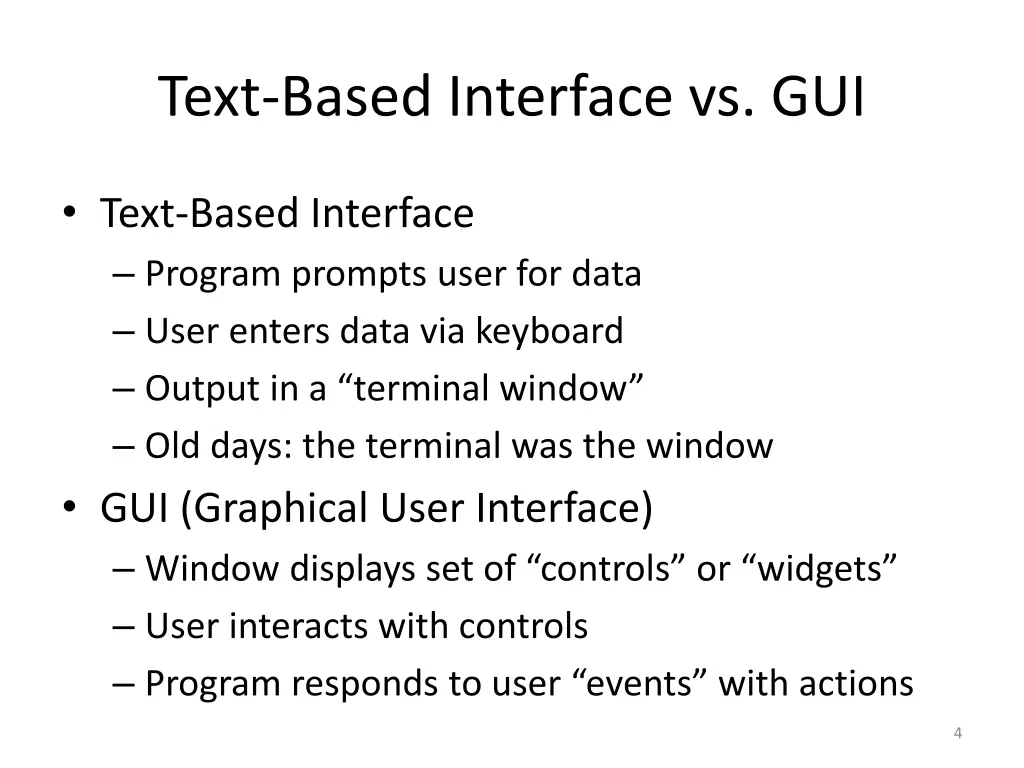 text based interface vs gui