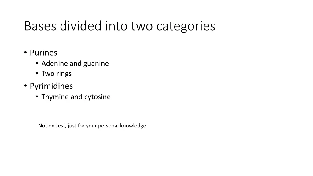 bases divided into two categories