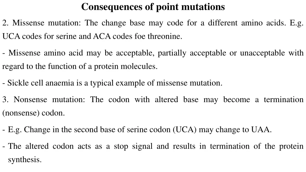 consequences of point mutations 1