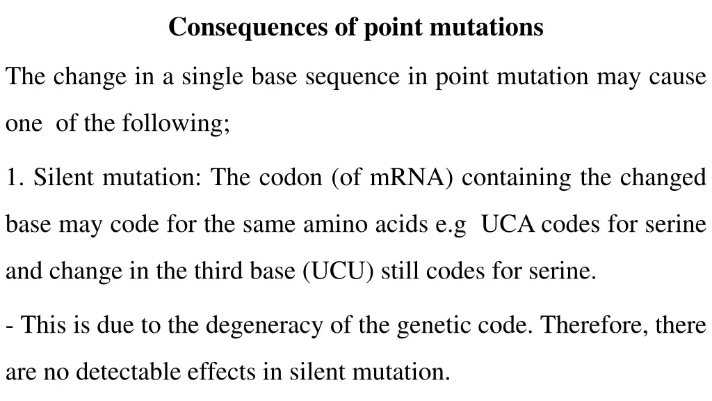 consequences of point mutations