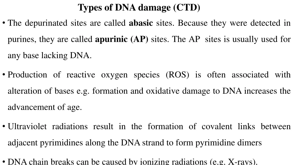 types of dna damage ctd 1