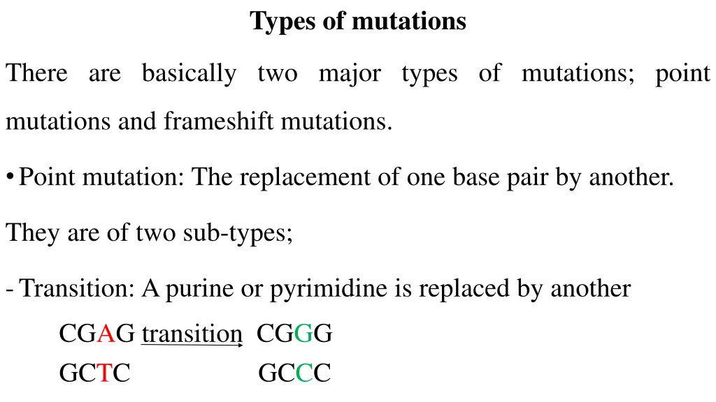 types of mutations