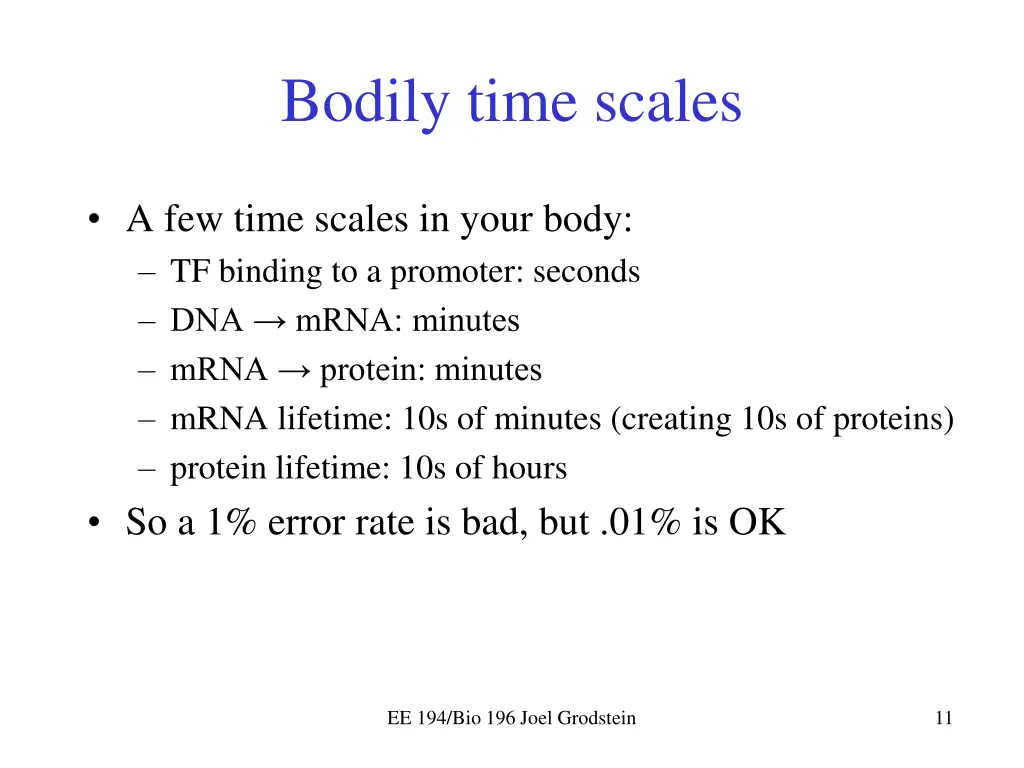 bodily time scales