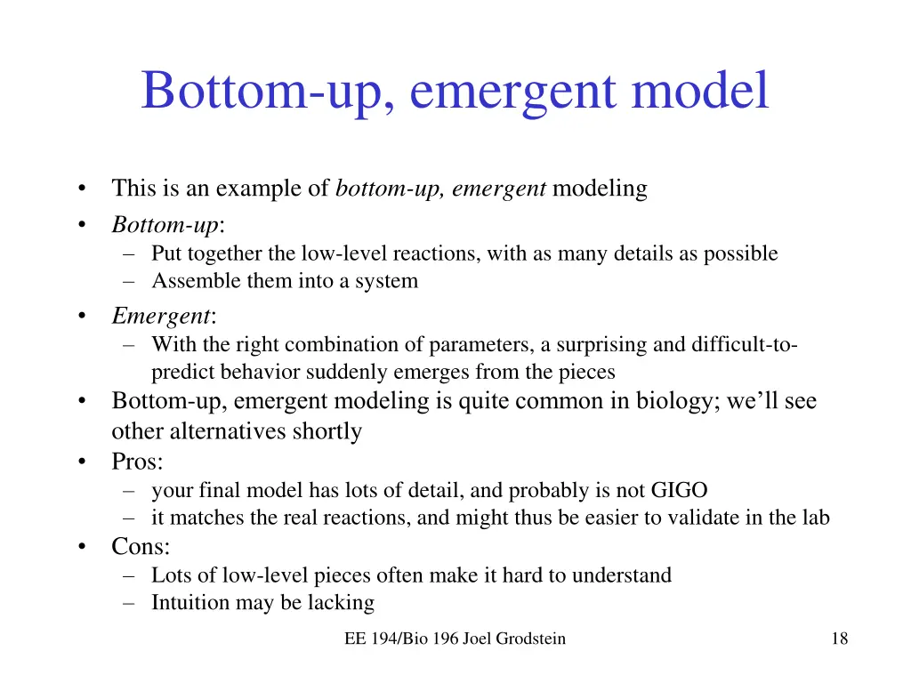 bottom up emergent model