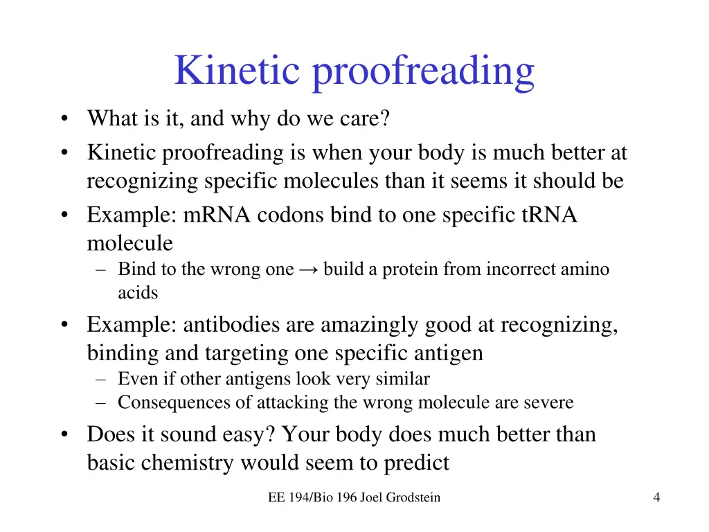 kinetic proofreading what