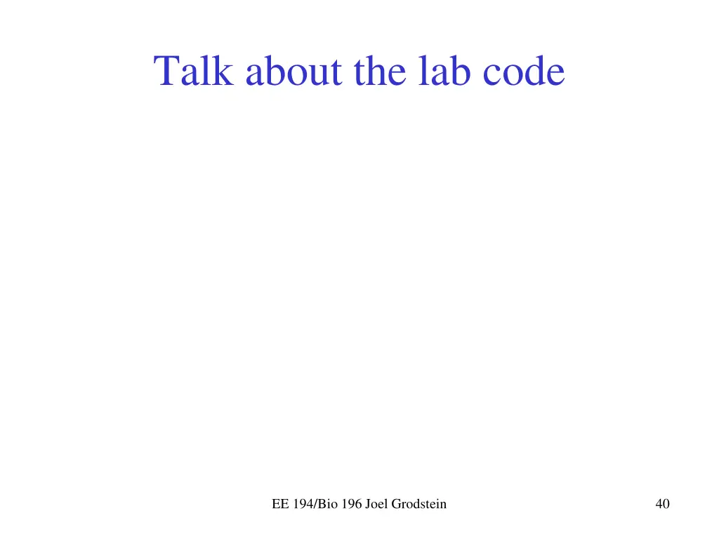 talk about the lab code