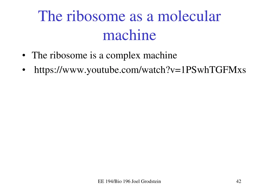 the ribosome as a molecular machine