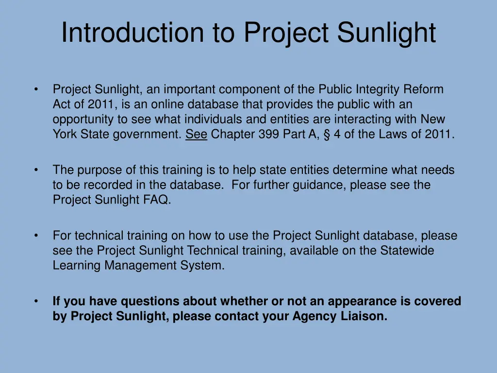 introduction to project sunlight