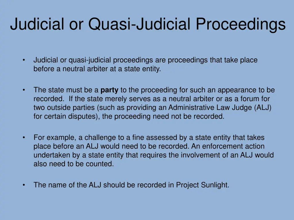 judicial or quasi judicial proceedings