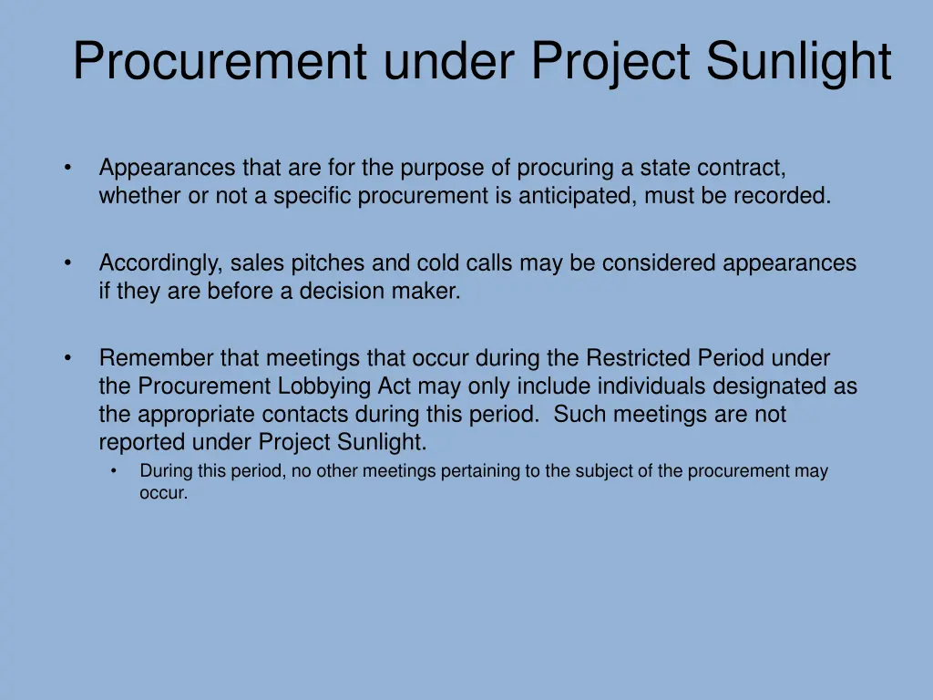 procurement under project sunlight