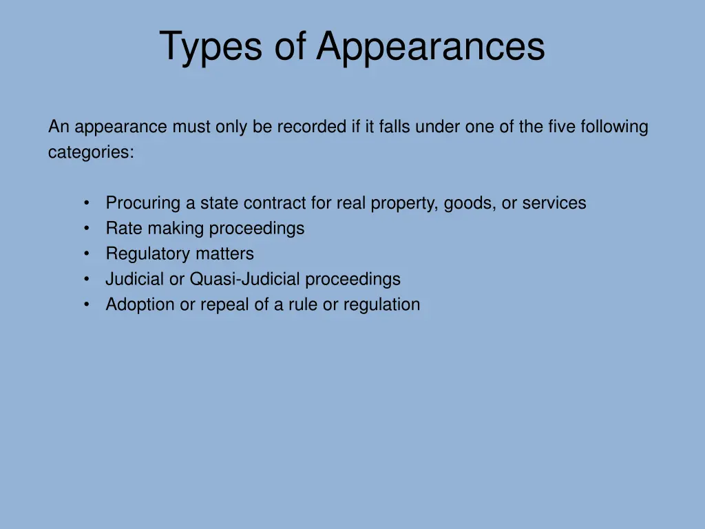 types of appearances