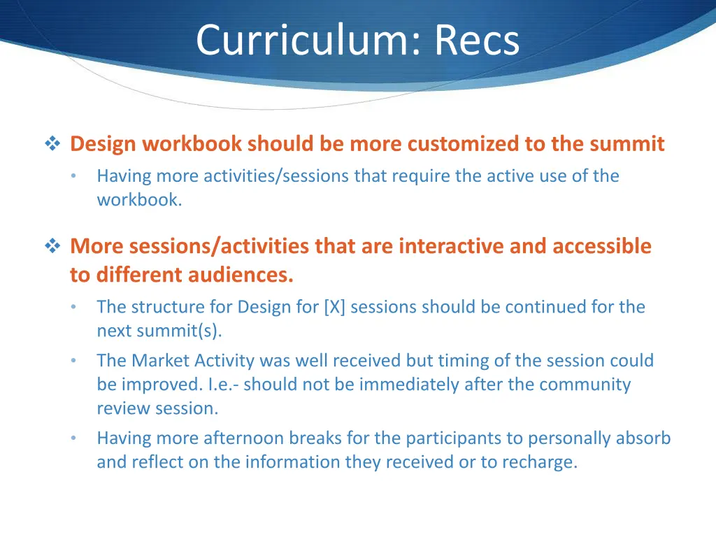 curriculum recs