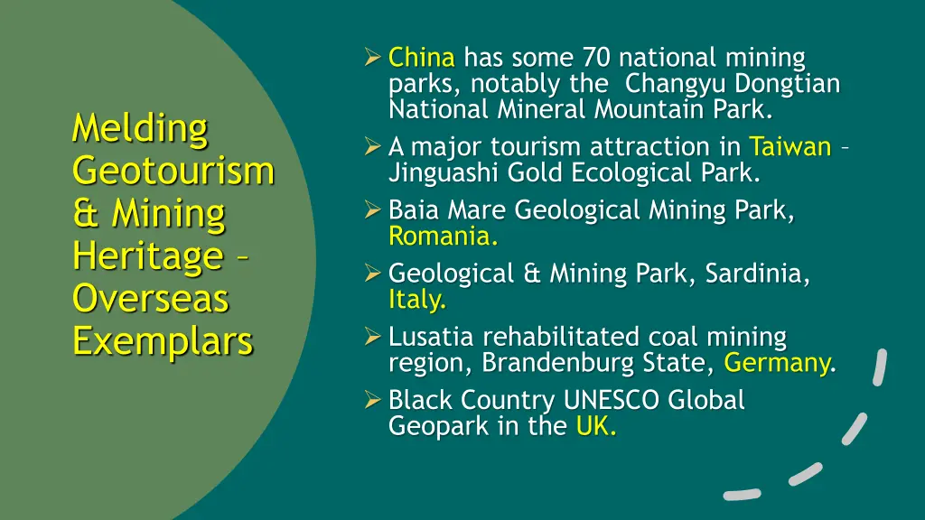 china has some 70 national mining parks notably