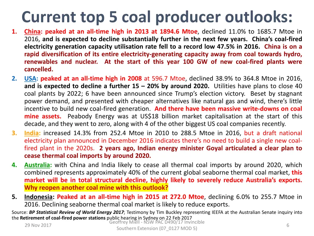 current top 5 coal producer outlooks china peaked