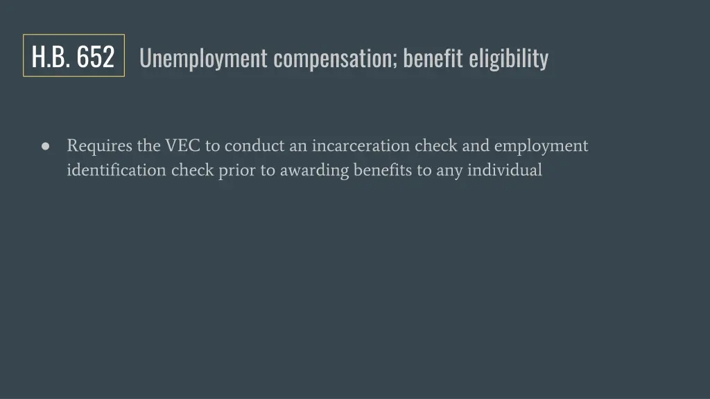 h b 652 unemployment compensation benefit