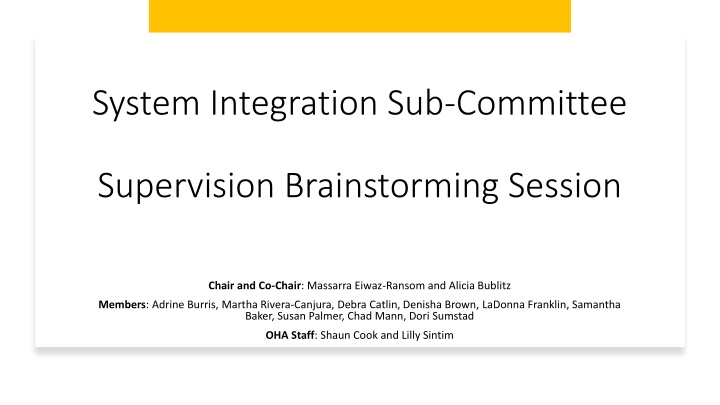 system integration sub committee