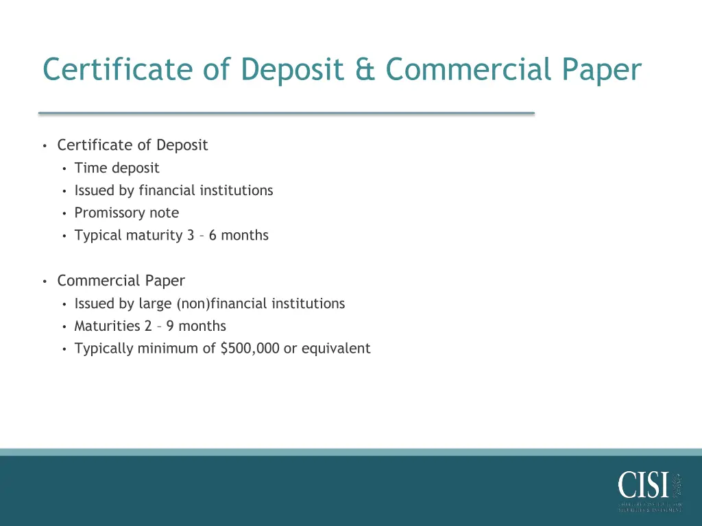 certificate of deposit commercial paper