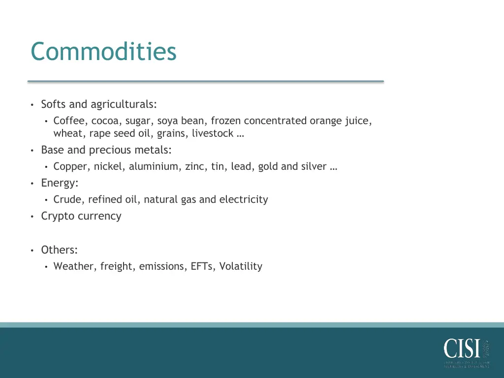 commodities