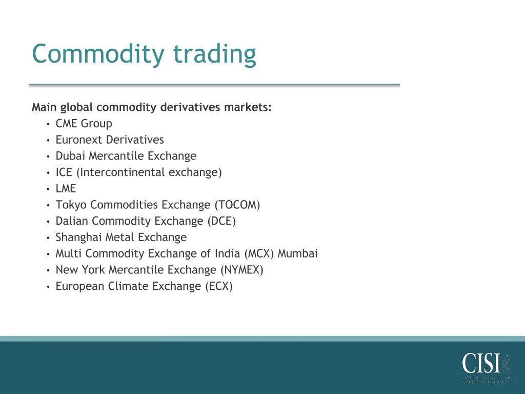 commodity trading