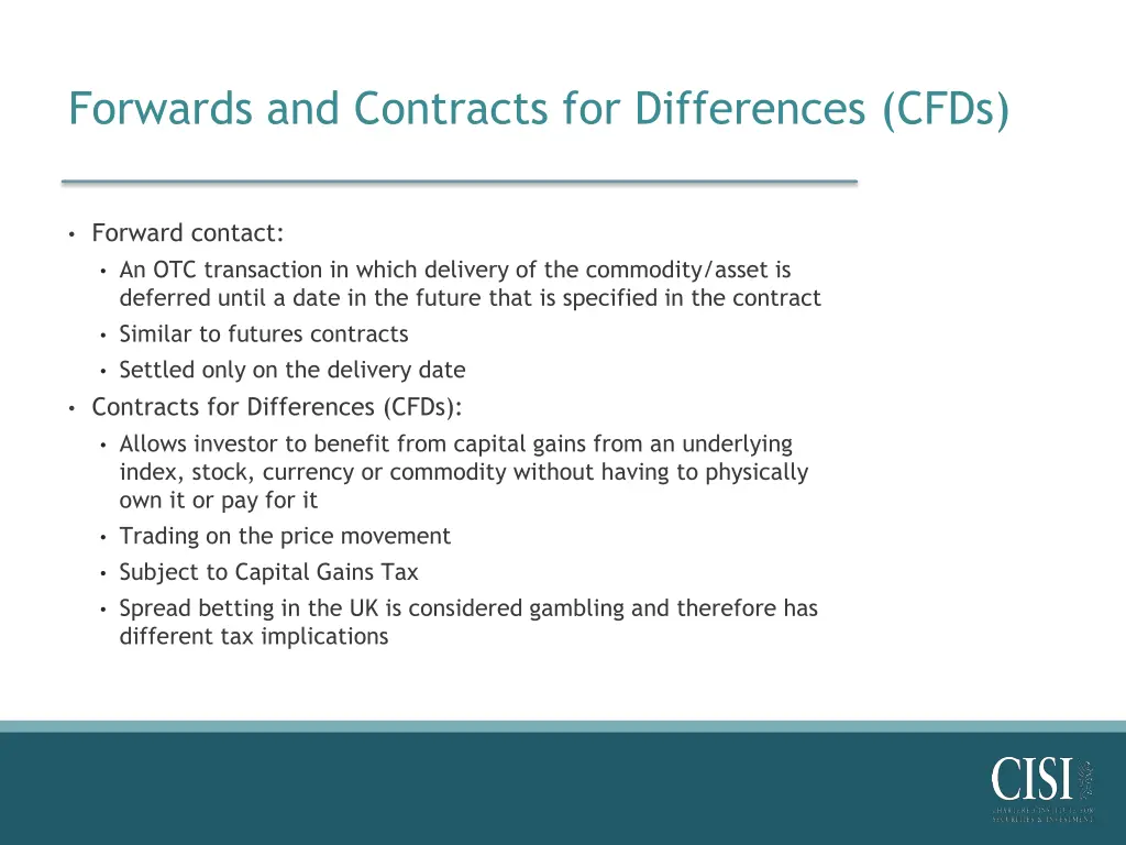 forwards and contracts for differences cfds