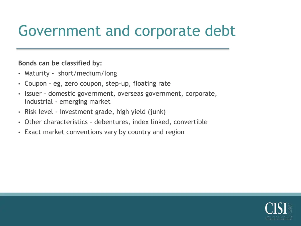 government and corporate debt