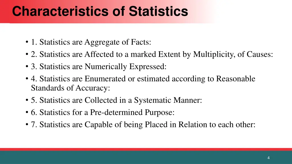 characteristics of statistics