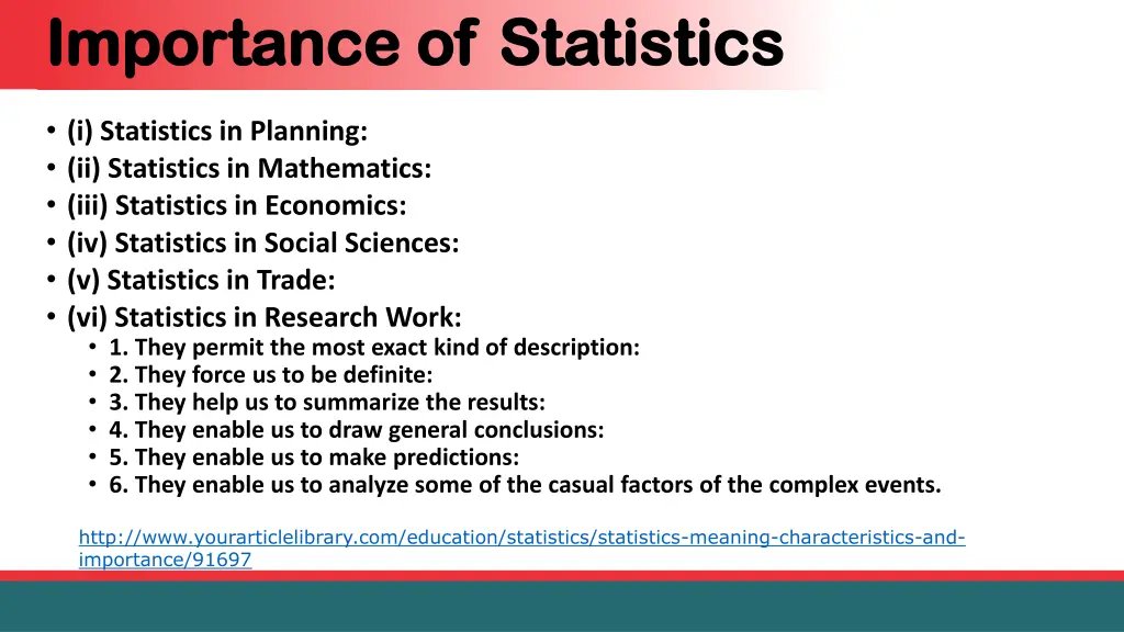 importance of statistics importance of statistics