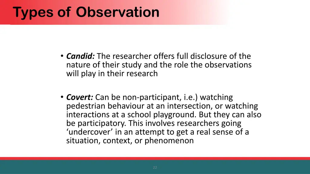 types of observation 1