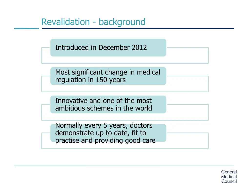 revalidation background