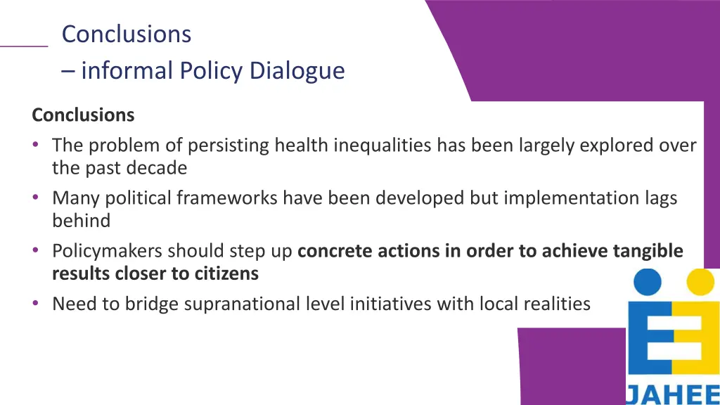 conclusions informal policy dialogue