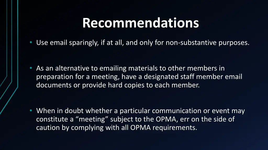 recommendations