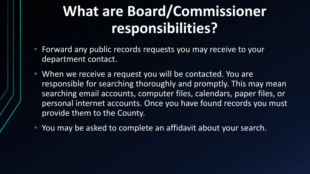 what are board commissioner responsibilities