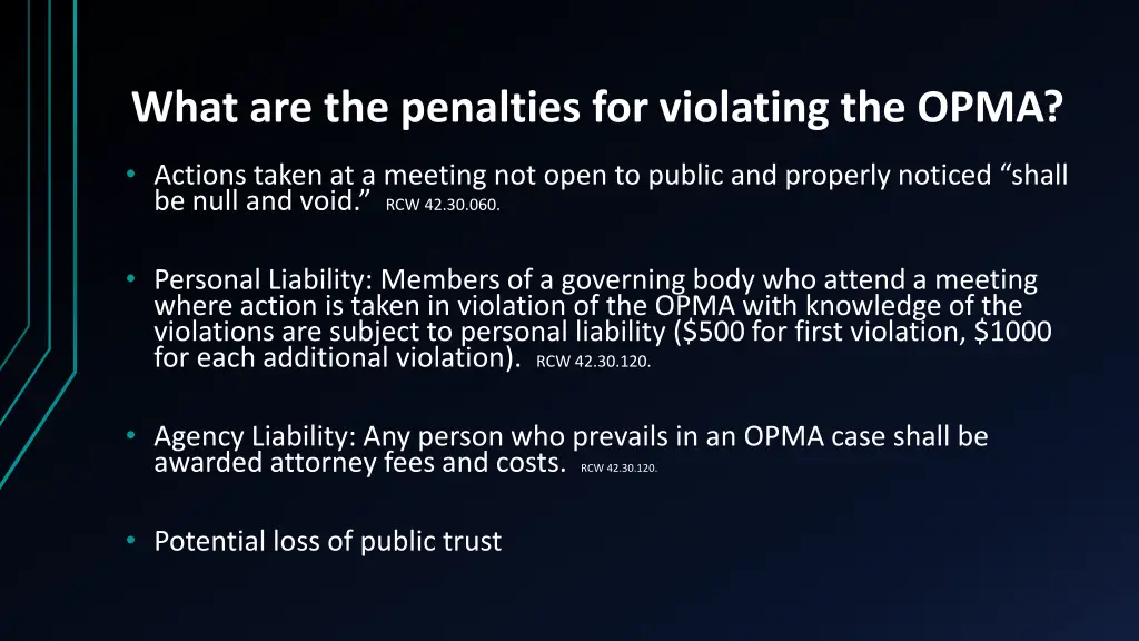 what are the penalties for violating the opma