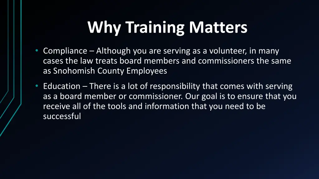 why training matters