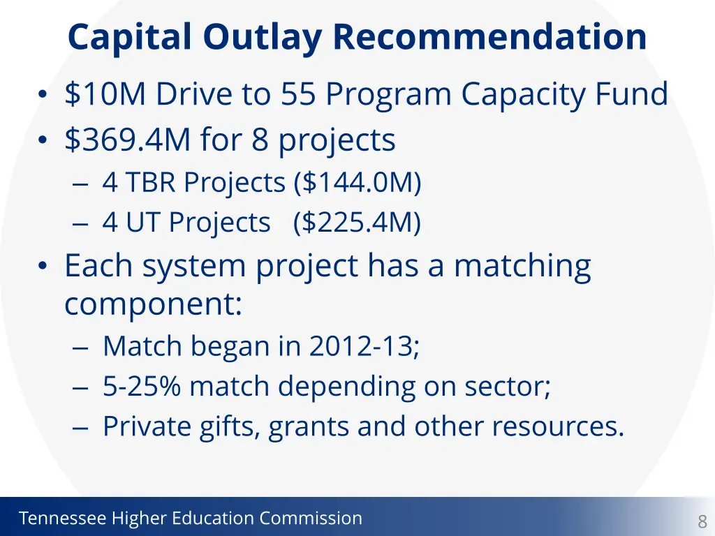 capital outlay recommendation